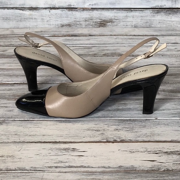 David Tate Soto pointed toe slingback beigew/blck - Picture 4 of 7